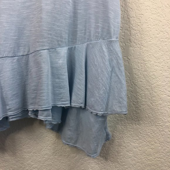 Sundry Amour Peplum Surf Baby Blue Printed Cotton Tank - Picture 8 of 9